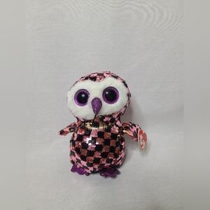 TY Flippables Sequin Plush - CHECKS the Owl (6 inch) - MWMTs  Beanie Boos